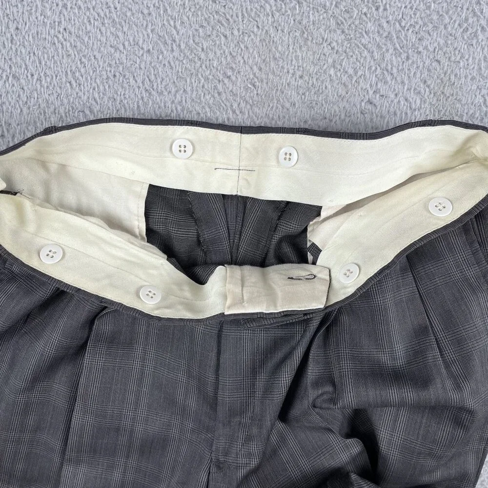 VTG‎ Brooks Brothers Mens 100% Pure Wool Pleated Glen Full Suit Sz 44L Flaw